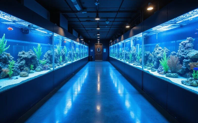 Showroom with 120 display tanks