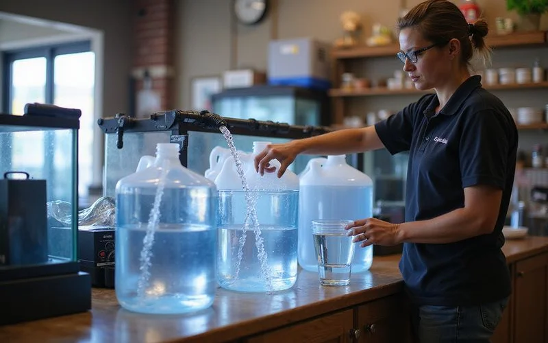 Customer filling jugs with RO/DI water at the in-store fill station