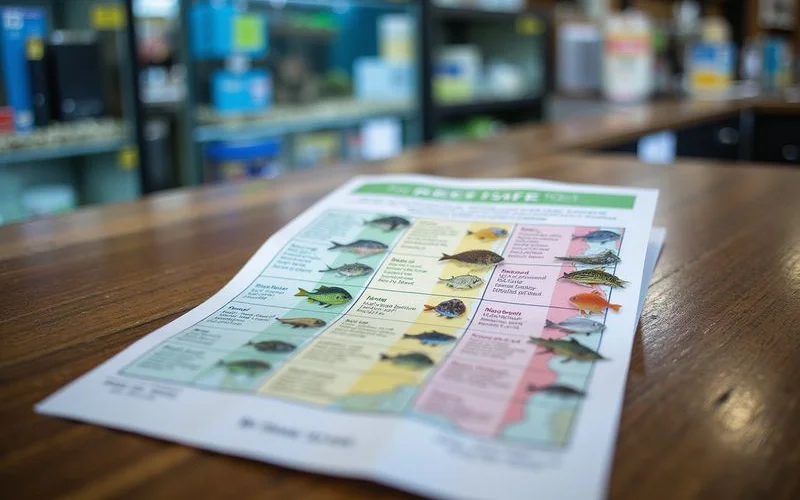 Reef-safe traffic light chart: green/yellow/red species categories