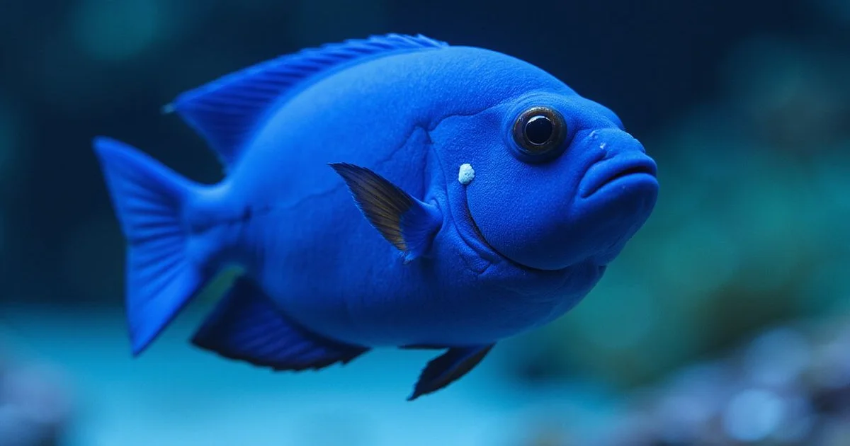Close-up of tang fish showing visible Ich spots on body, sharp focus, documentary medical style